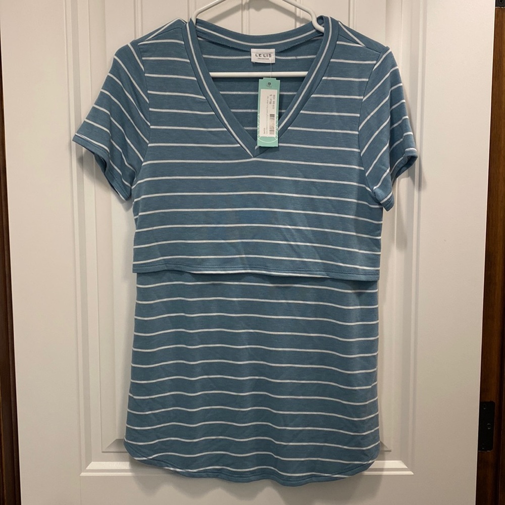 NWT Blue Stripe Nursing Top - Small